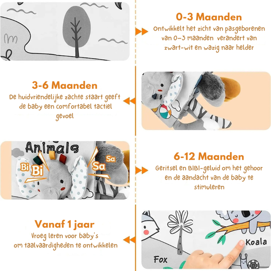 SoftSensory™ – Zacht Baby Sensorisch Boek – Voel & Ontdek