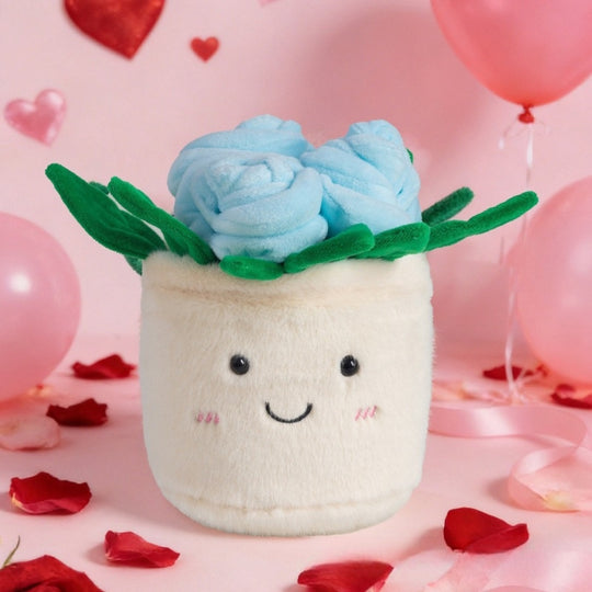 RoseBuddy – Pluche Roos in Glimlachende Bloempot