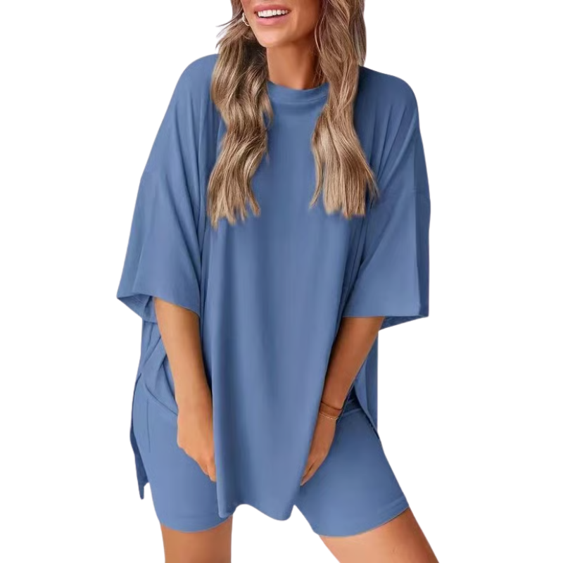 SummerEase™ – 2-delige Dames Set – Luchtige T-shirt & Stretch Shorts