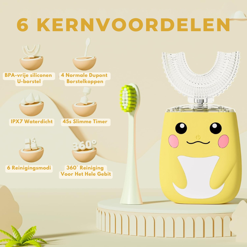 MiloBrush™ Kinder Elektrische Tandenborstel set – Pikachu Editie (360° U-Vorm, 6 standen)