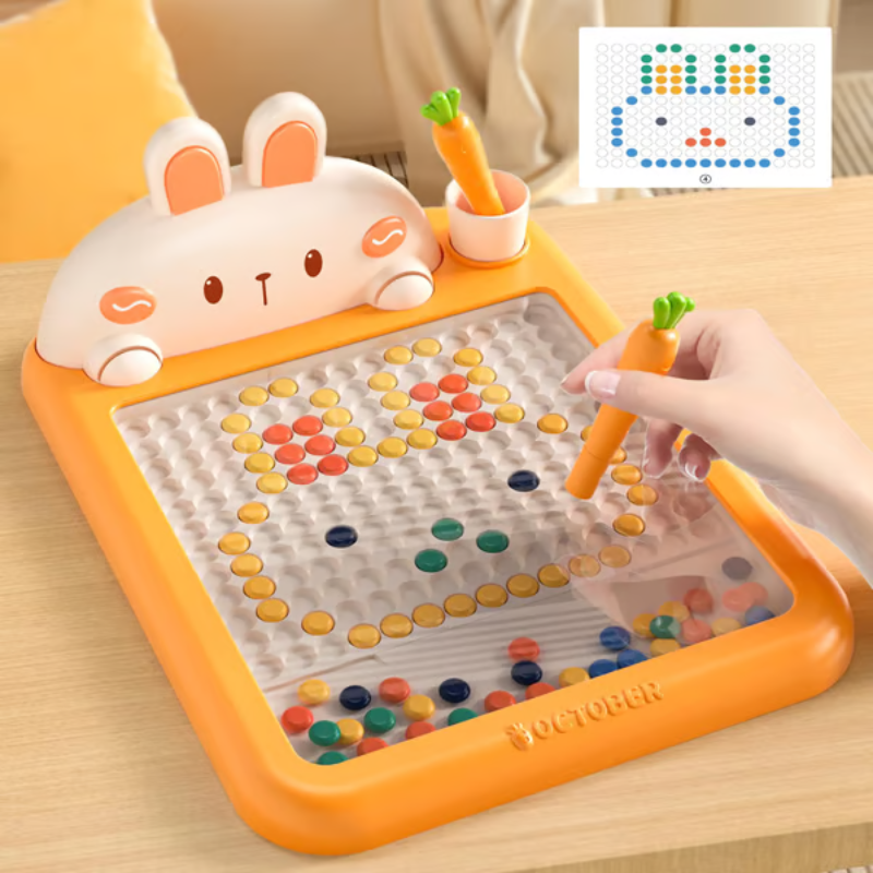 MagniBunny™ – Montessori Magnetisch Dot Art Tekenbord – Creatief Speelgoed met Wortelpen