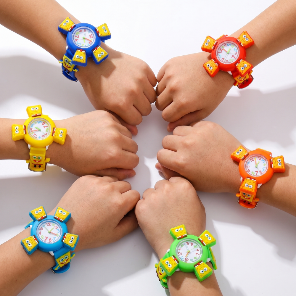 SpongeTime – Geel Cartoon Draaihorloge voor Kinderen