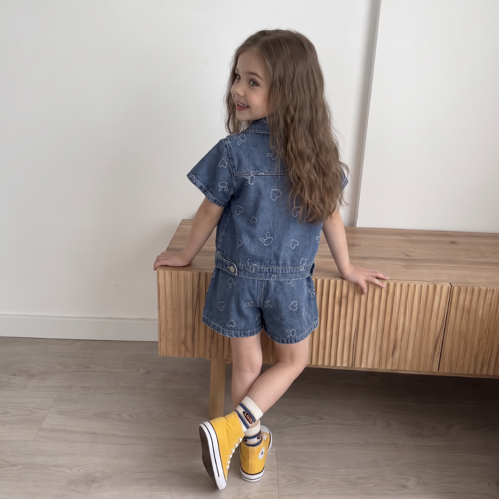 HeartDenim – 3-delige Denim Kledingset voor Kinderen