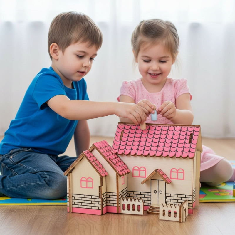 PurpleHouse – 3D Houten Bouwpuzzel Huis