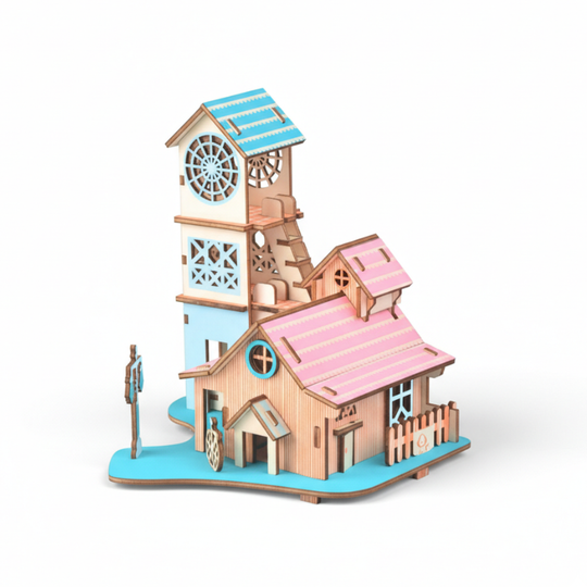 RiverSideVilla – 3D Houten Bouwpuzzel Rivierhuis