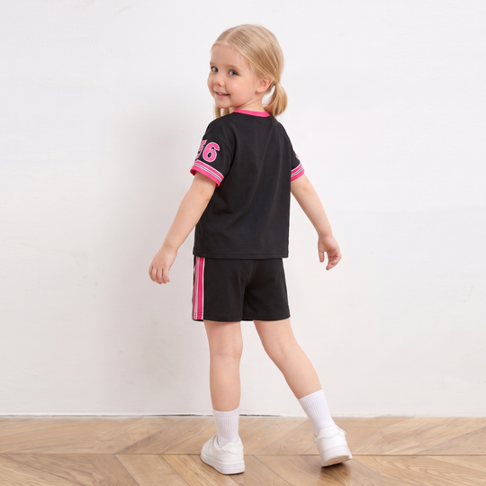 SunnyBloom – Jersey T-shirt met Shorts voor Meisjes