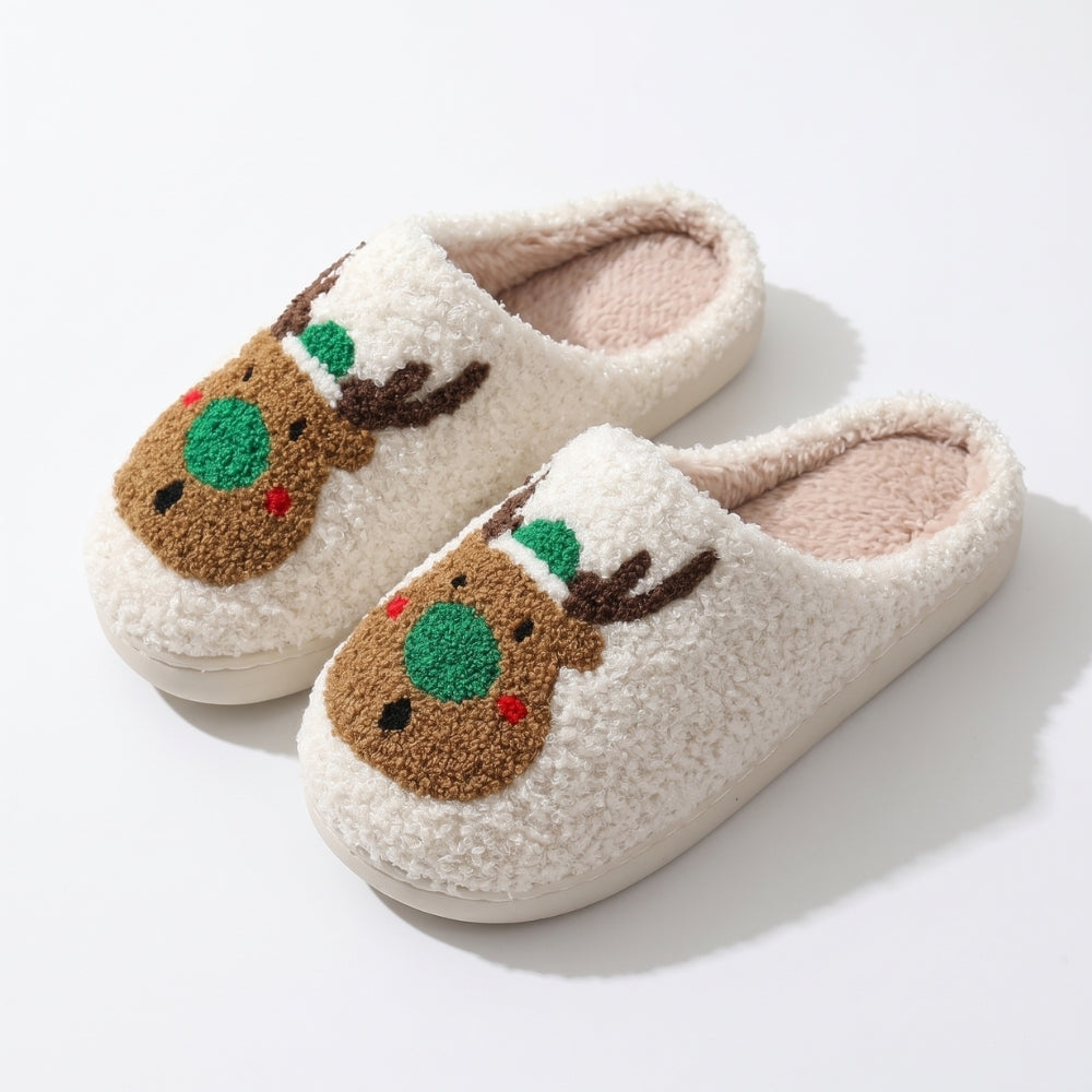 FeestStep – Pluizige Pantoffels met Kerstmotieven