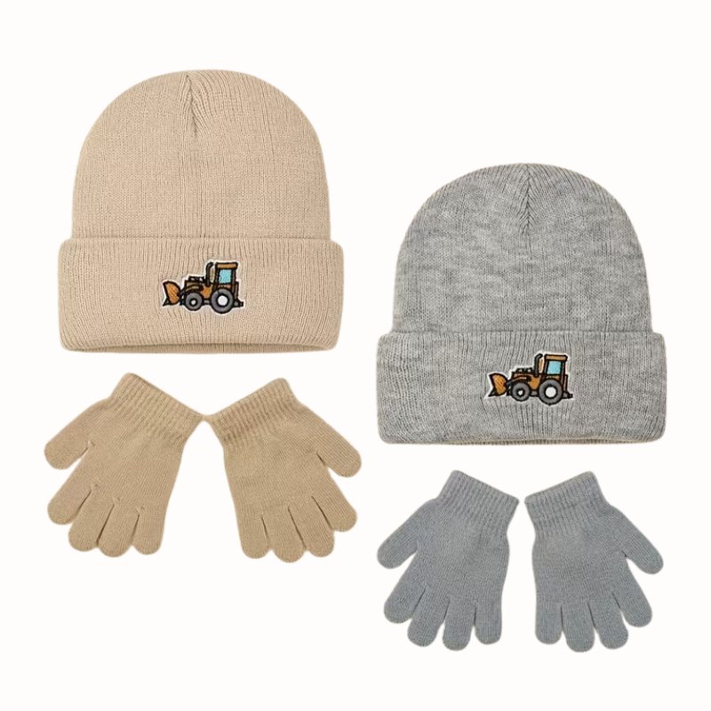 BuildBuddy™ – Baby Winterset met Voertuig – Gebreide Beanie & Handschoenen