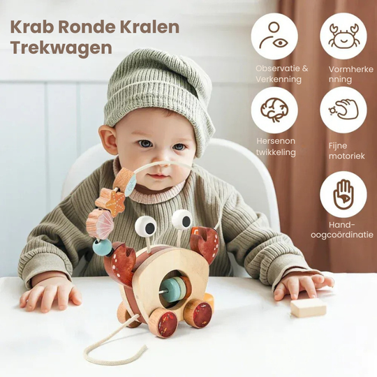 CrabbyPull™ – Houten Trekkrab Speelgoed – Leuk & Educatief