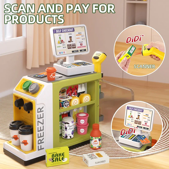 MiniMarkt speelgoed kassa met scanner - Milo & Moon