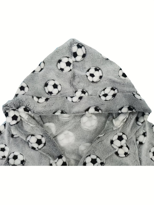 FootballFun™ – Kinderbadjas met Capuchon en Voetbalprint