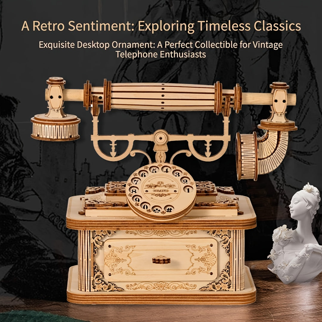 EuroDial™ – Vintage Europese 3D Houten Telefoon Puzzel