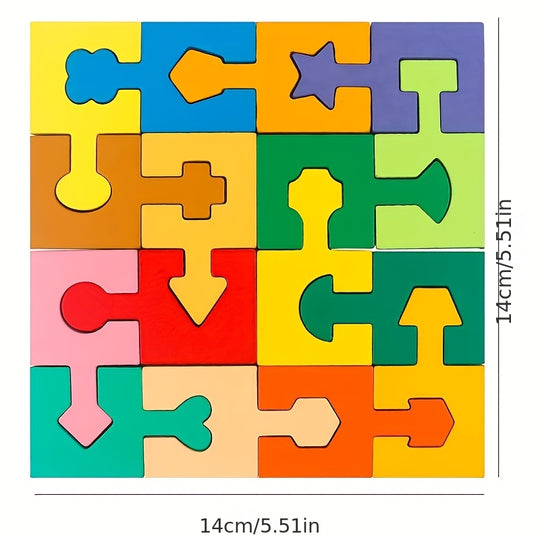 MindUnlock™ – 16-Delige Houten Blokpuzzel