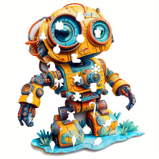 RoboEyes™ – Houten Puzzel met Grote-Ogen Robot