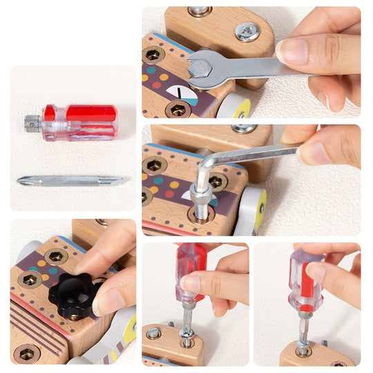 MiloFix™ – De Educatieve Houten Schroefrobot voor Slimme Handjes