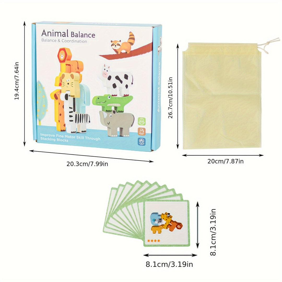 StackoFun™ – Houten Stapelblokken & Dieren Sorteerspel