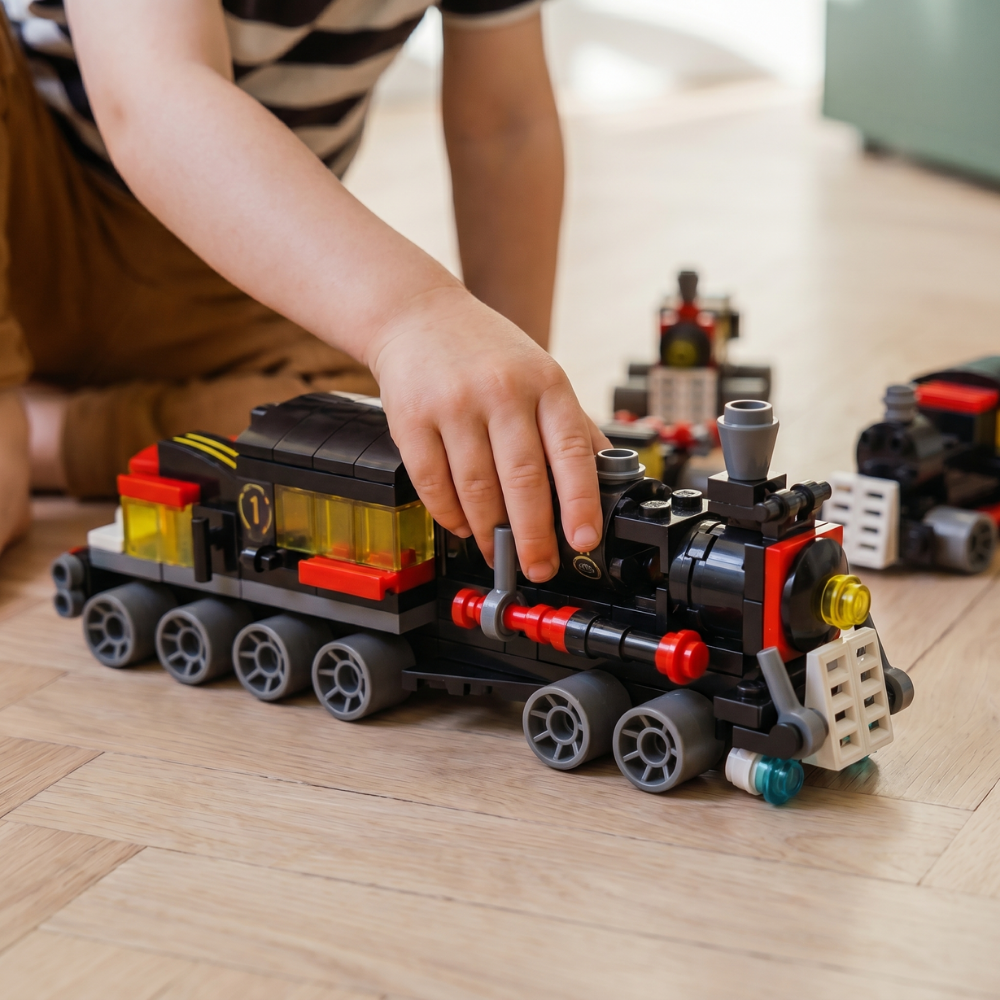 TrainBuilder – 6-in-1 Stoomtrein Bouwset (118 Stuks)