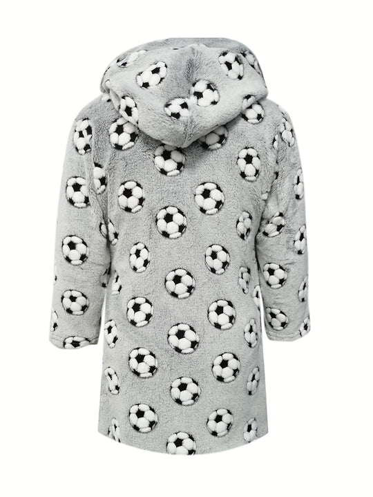 FootballFun™ – Kinderbadjas met Capuchon en Voetbalprint