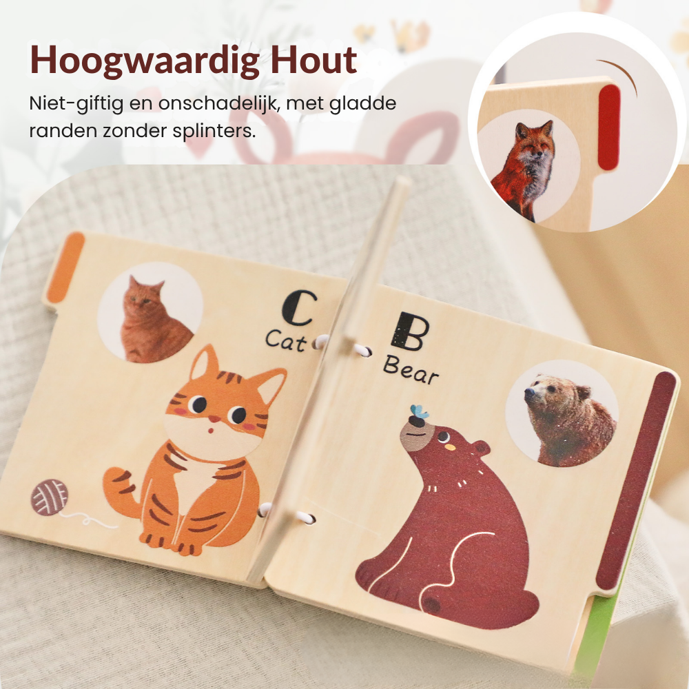 AnimalLearn – Houten Dieren Leerboek voor Peuters