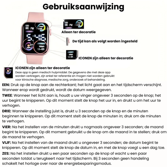 GlamTime™ – 6-delige Fashion Sieraden & Elektronisch Horloge Set