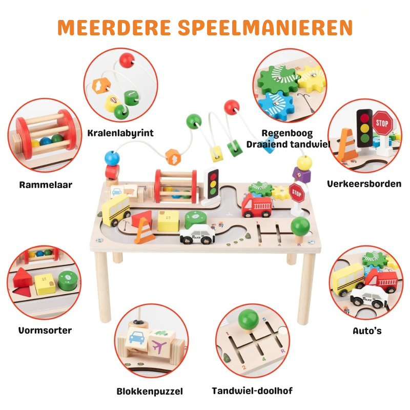 PlayTableix™ – 7-in-1 Montessori Houten Activiteitentafel