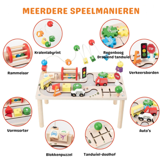 PlayTableix™ – 7-in-1 Montessori Houten Activiteitentafel