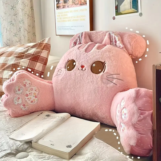 PawPillow™ – Schattig Kattenkussen met Grote Ogen & Pootjes – Zacht & Pluizig