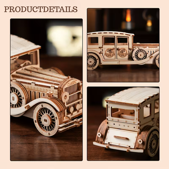 RetroRide – 3D Houten Vintage Auto Puzzel