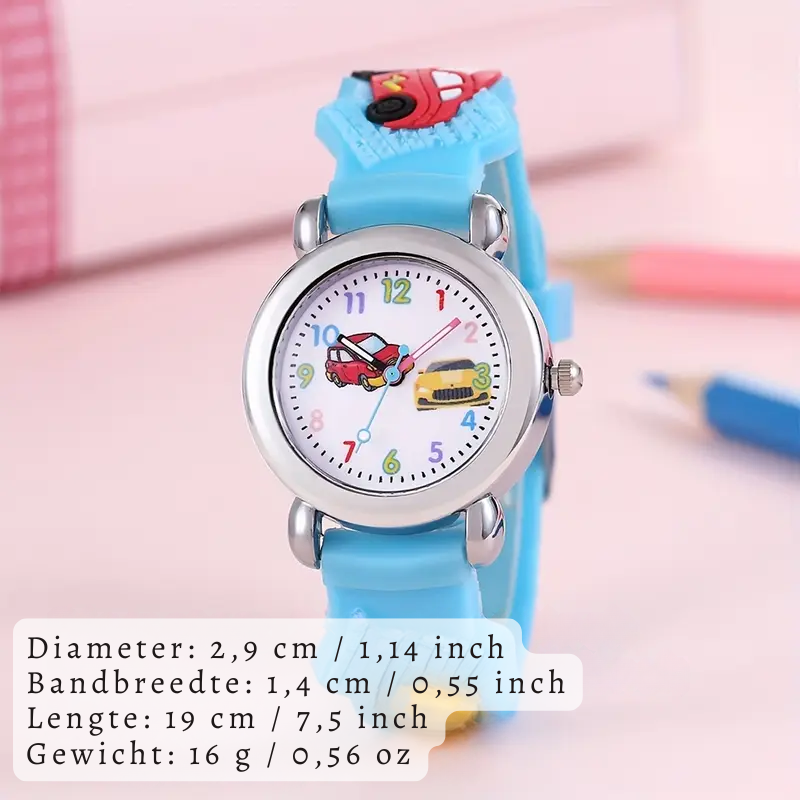 MiloWatch™ – Cartoon Auto Polshorloge voor Kinderen (Leeftijd 3–14 jaar)