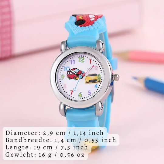 MiloWatch™ – Cartoon Auto Polshorloge voor Kinderen (Leeftijd 3–14 jaar)