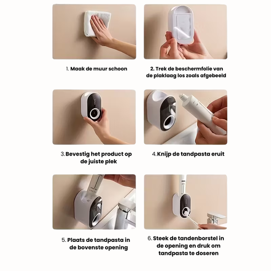 SmilePress™ – Automatische Cartoon Tandpastadispenser – Zonder Boren Wandhouder