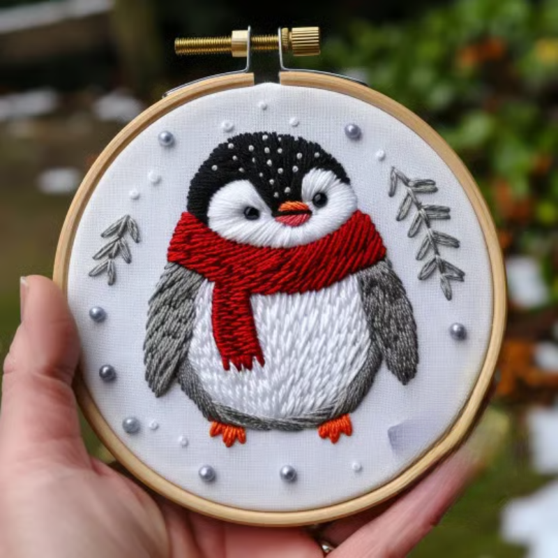 FestiveStitch™ – DIY Kerstborduurset voor Beginners met Winterse Sneeuwscènes