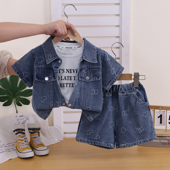 HeartDenim – 3-delige Denim Kledingset voor Kinderen