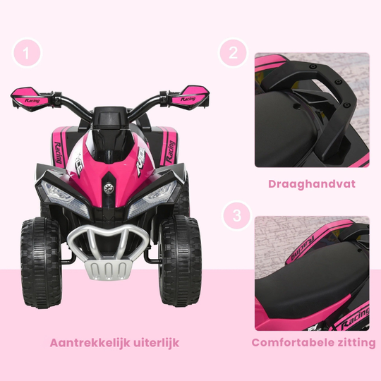 PinkTrail™ 6V Elektrische Kinder Quad – Roze Ride-On ATV voor Peuters (18-36 maanden)