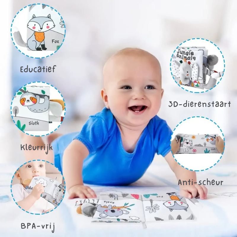 SoftSensory™ – Zacht Baby Sensorisch Boek – Voel & Ontdek