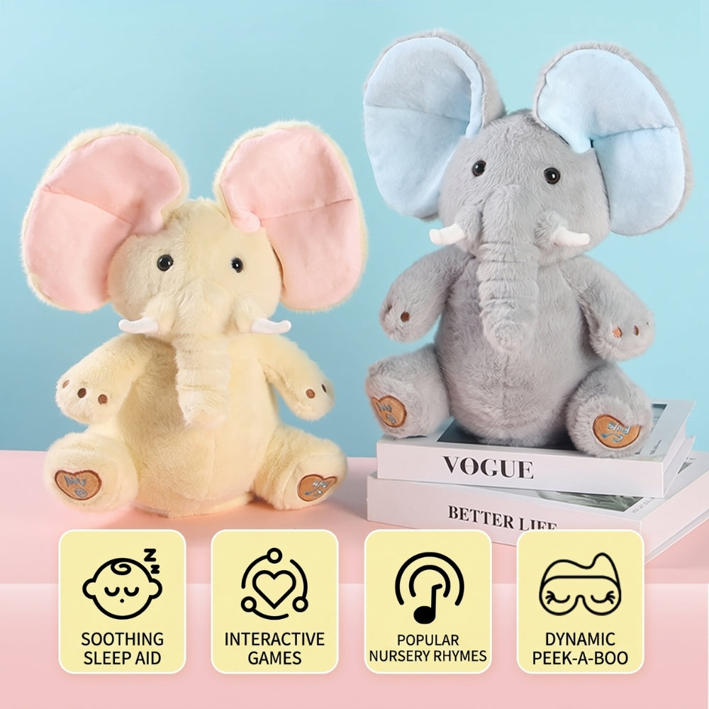 <font dir="auto" style="vertical-align: inherit;"><font dir="auto" style="vertical-align: inherit;">Peluche éléphant qui chante coucou, poupée musicale électrique, aide au sommeil de bébé</font></font>