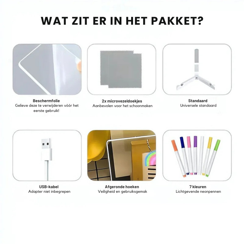 MagicMiloBoard™ – Creatief LED Doodle Glow Schrijfbord – 7 Kleuren Teken- en Notitiebord