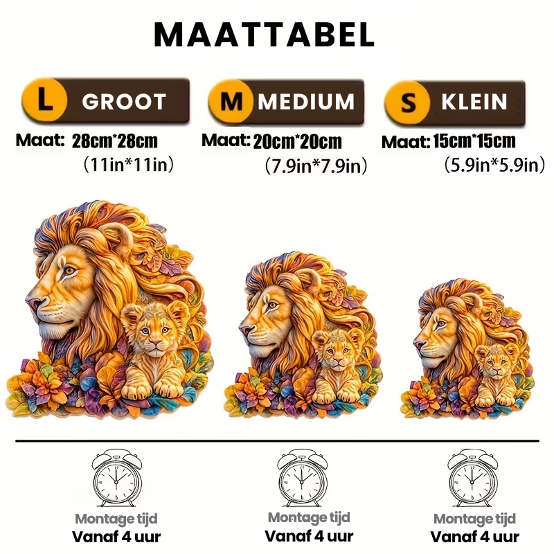 LionCraft™ – Houten Leeuwenpuzzel in Dierenvorm