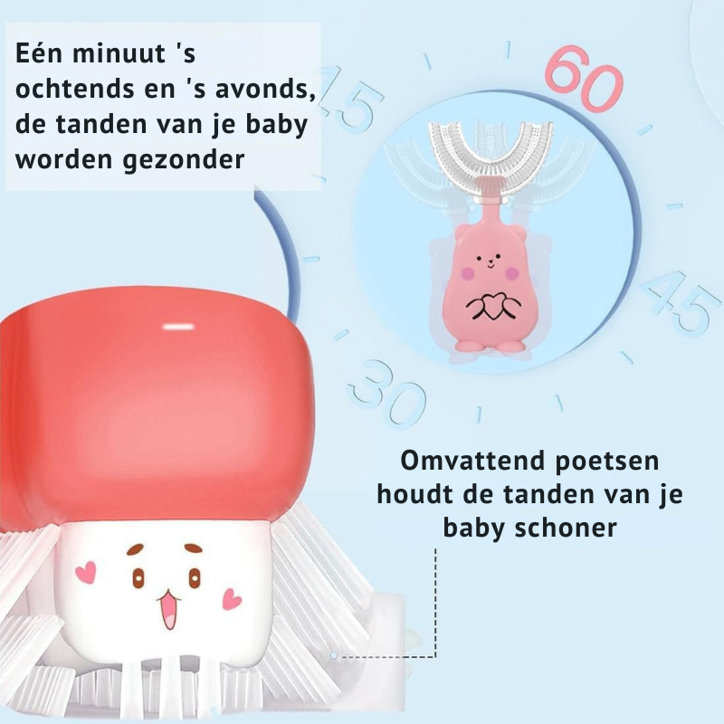 BearSmile™ – 3-pack U-vormige Kindertandenborstels voor 2-6 Jaar, BPA-vrije Siliconen, 360° Reiniging