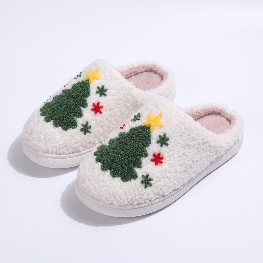 FeestStep – Pluizige Pantoffels met Kerstmotieven