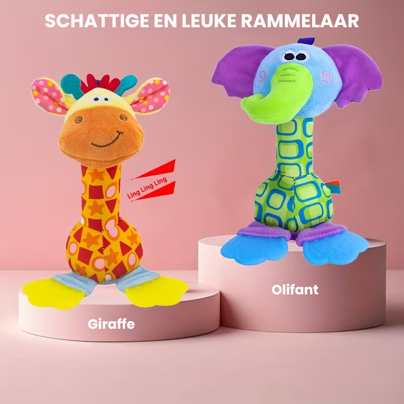 RattlePals™ – Baby Pluche Rammelaar – Zachte Handbellen Speelgoed