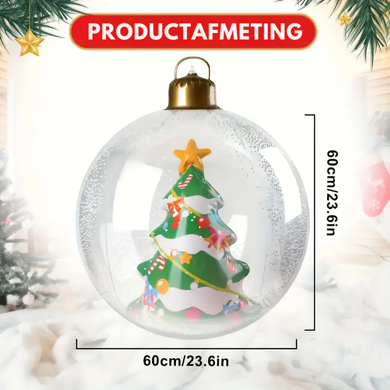 LumiGlobe™ – 60 cm Verlichte Opblaasbare Kerstbal met LED-licht voor Binnen & Terrasdecoratie