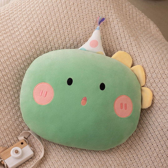 PartyPals™ – Cartoon Dieren Knuffelkussens met Feesthoed