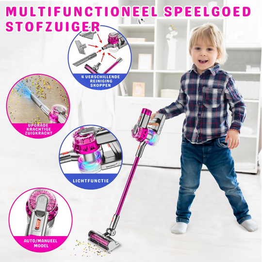 TinyHelper™ – Realistische Speelgoedstofzuiger – 4-in-1 Licht & Geluid
