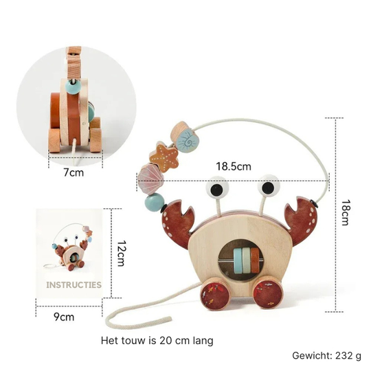 CrabbyPull™ – Houten Trekkrab Speelgoed – Leuk & Educatief