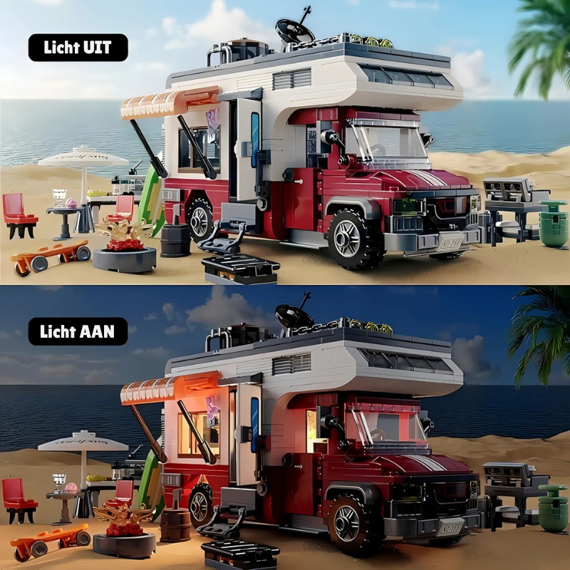 CamperLux™ – 880-delige Luxe Camper Bouwset – Inclusief Verlichting & DIY Model