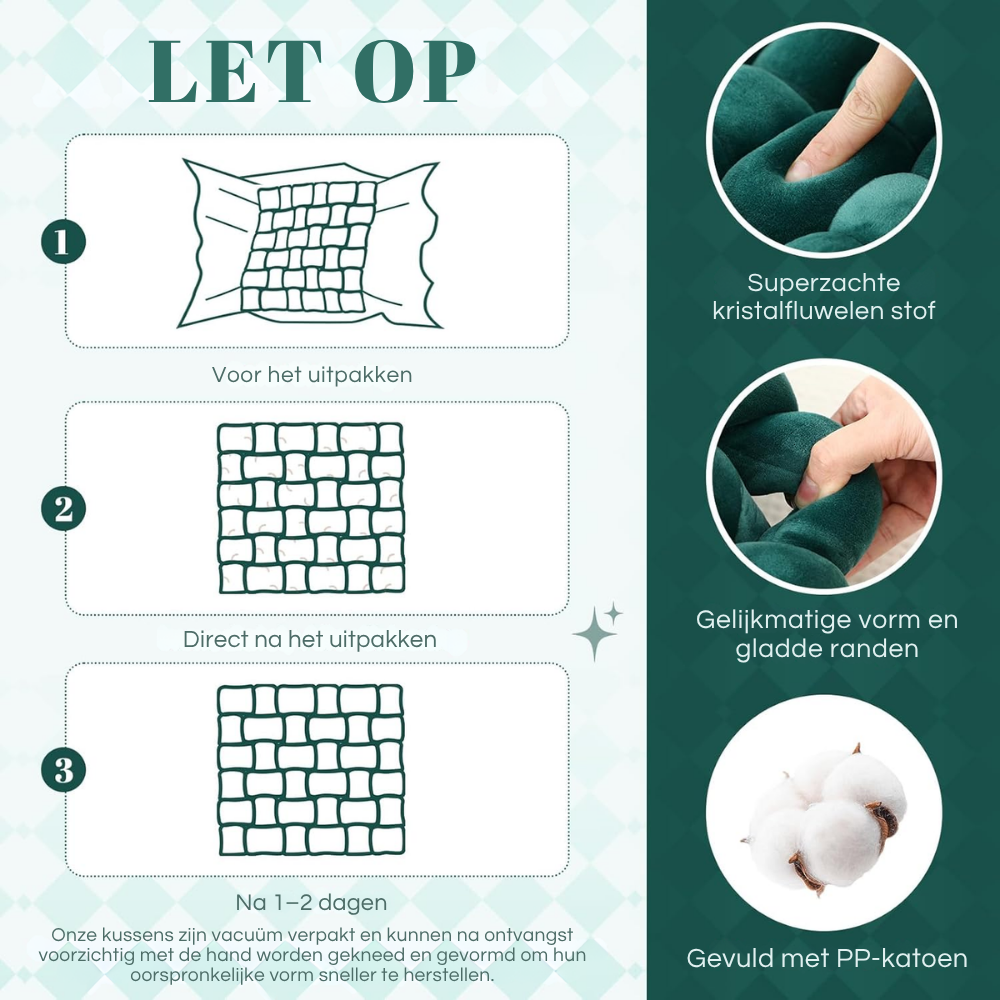 KnotCushion – Gevlochten Sierkussen in Vierkant Design