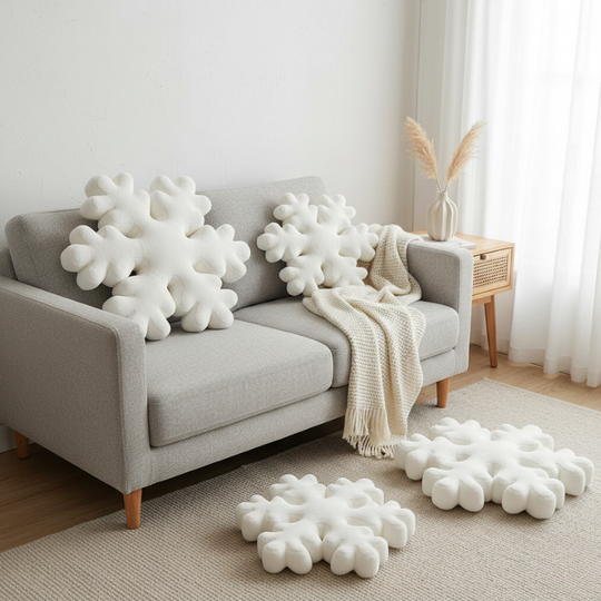 SnowFluff – Sneeuwvlok Pluche Decoratiekussen