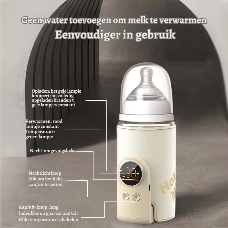 SmartBottle™ – Draadloze Oplaadbare Flessenwarmer – Altijd Perfecte Temperatuur