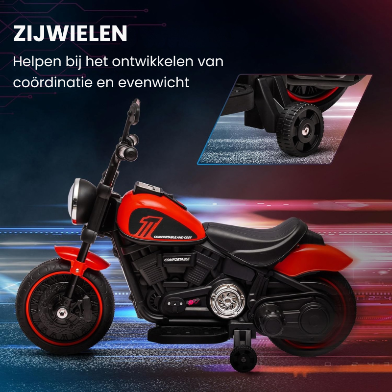 RoadRider™ Speelgoed Motorfiets – Rood/Zwarte Motor met Afneembare Zijwieltjes